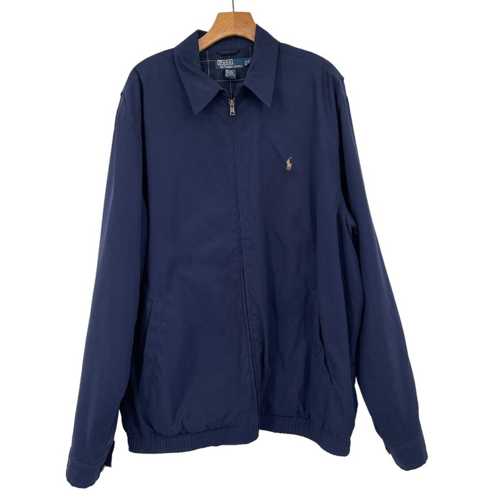 Vintage Polo Ralph Lauren Harrington Jacket Mens size XL tall Full Zip navy logo